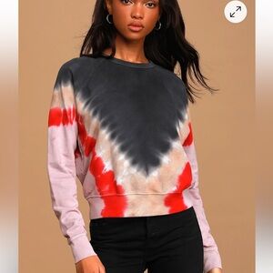 Daydreamer LA | Flying V Varsity Black Multi Tie-Dye Pullover Sweatshirt